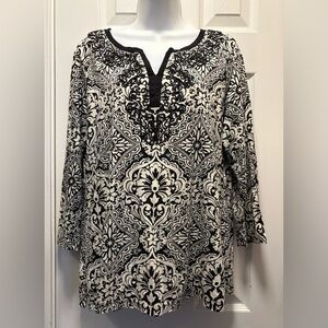 Charter Club Black and White Floral Tunic